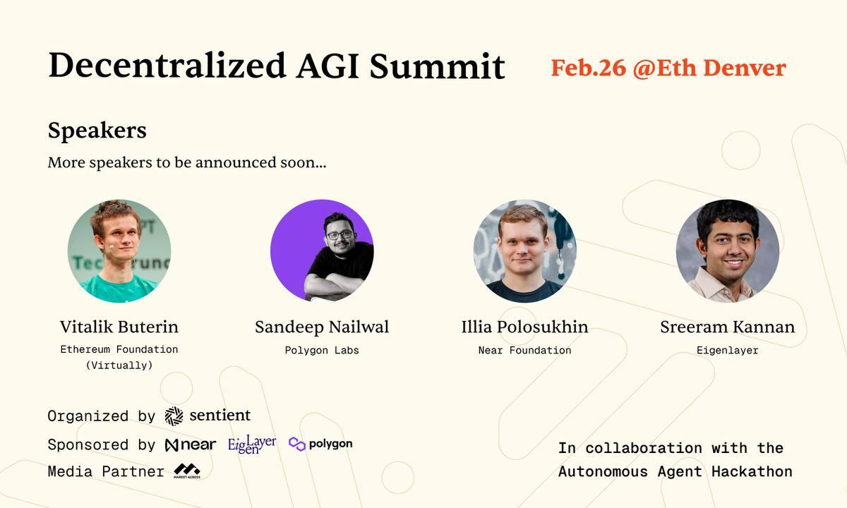 Vitalik Buterin and Sandeep Nailwal headline decentralized agi summit @ Ethdenver tackling threats of centralized AI (23 Feb) | Headlines | News | CoinMarketCap