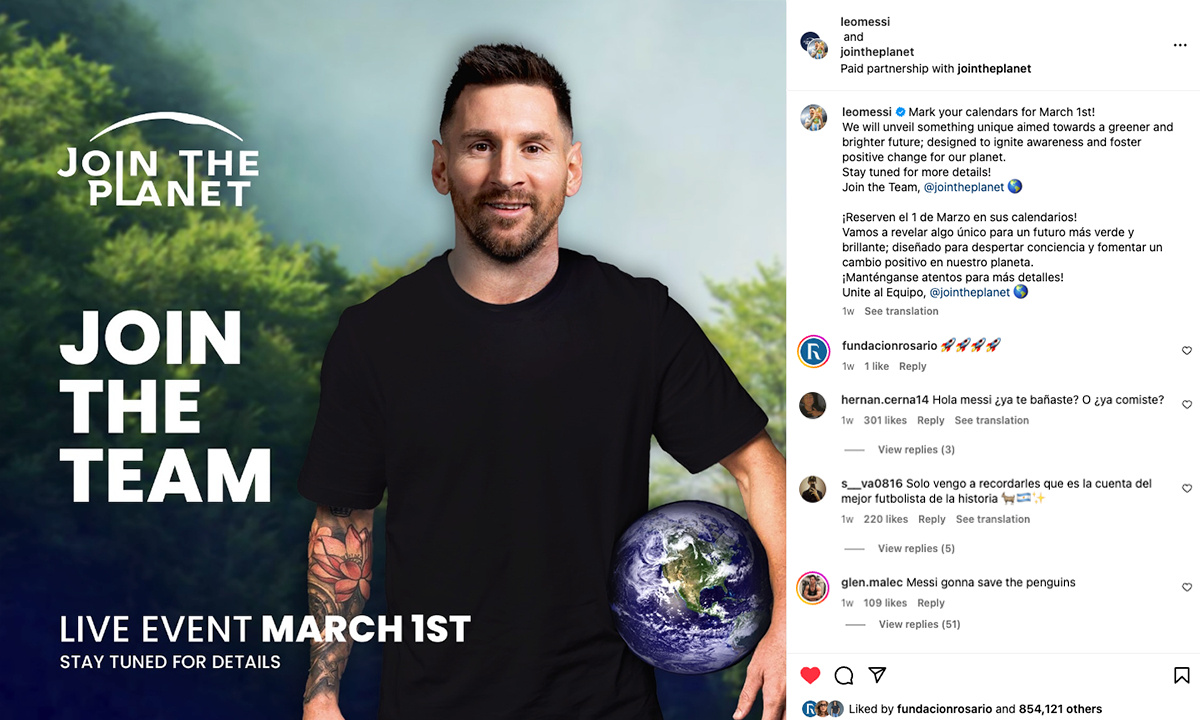 Football Legend Lionel Messi to Unveil the Highly Anticipated “Join the PLANET” RWA on March 1 (27 Feb) | Headlines | News | CoinMarketCap
