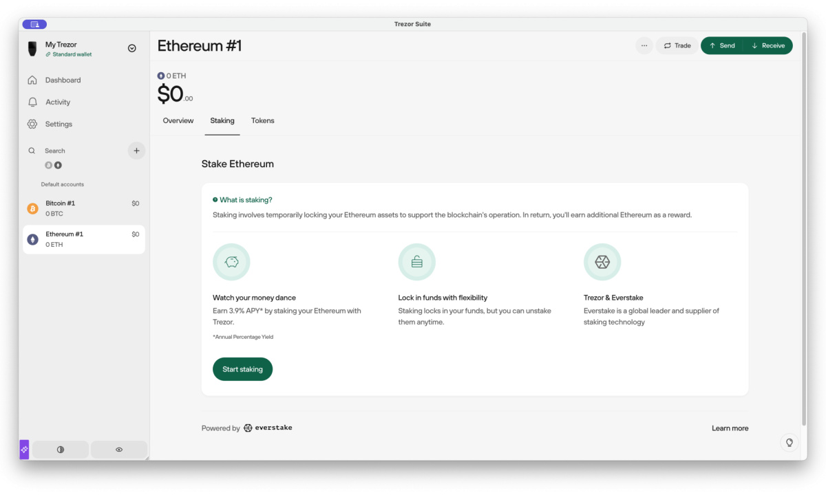 Trezor adds secure Ethereum staking to Trezor Suite
