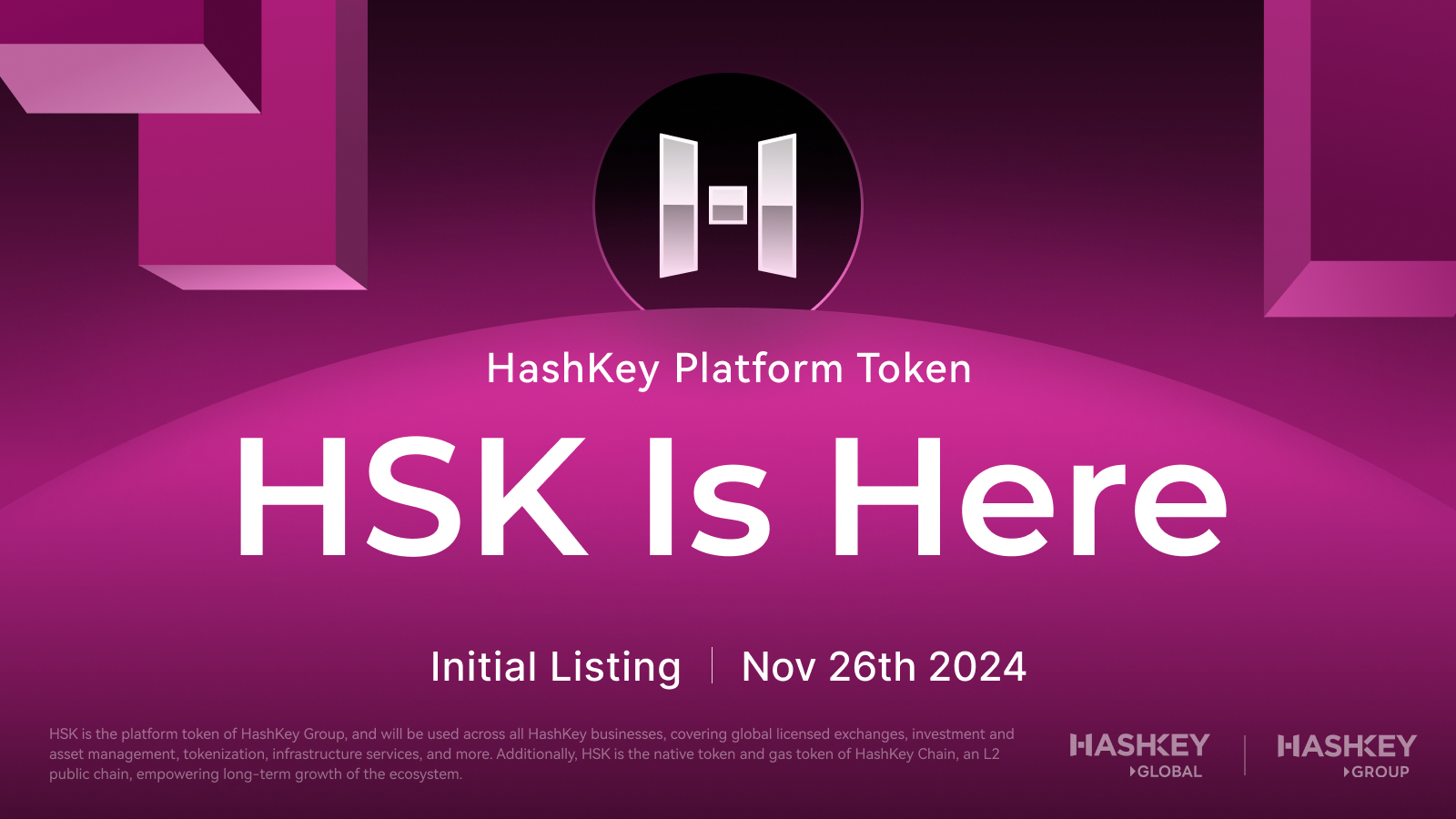 HashKey Global to Initially List HSK, the HashKey Platform Token